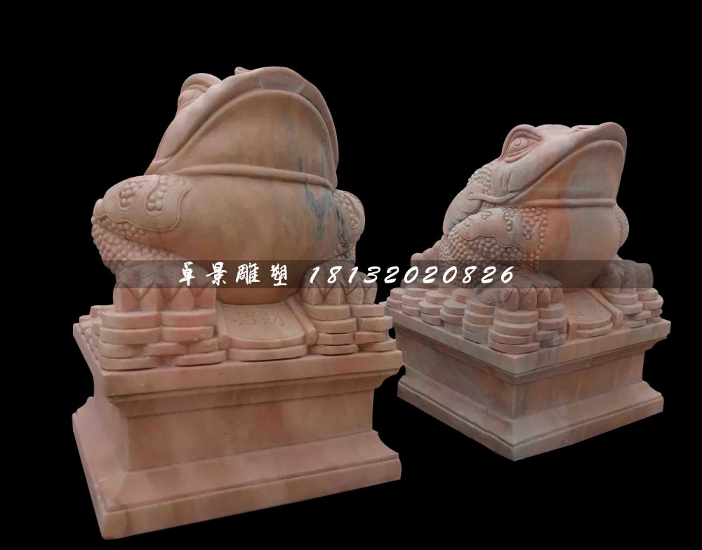 金蟾石雕，晚霞紅金蟾雕塑 (4)