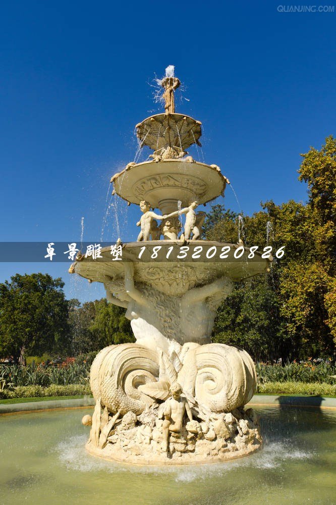 噴泉石雕,公園人物石噴泉