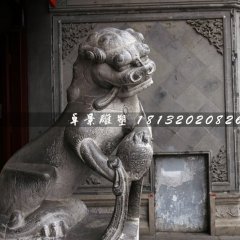青石獅子雕塑，戲球獅石雕