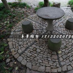 青石圓桌圓凳,公園桌椅石雕