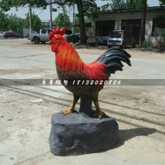 玻璃鋼公雞雕塑，彩繪動物雕塑