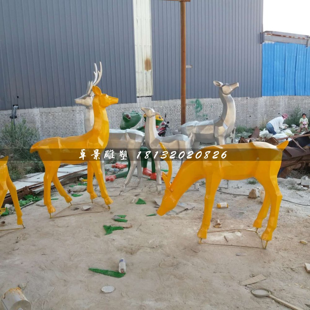 玻璃鋼小鹿雕塑，抽象動物雕塑 (1)