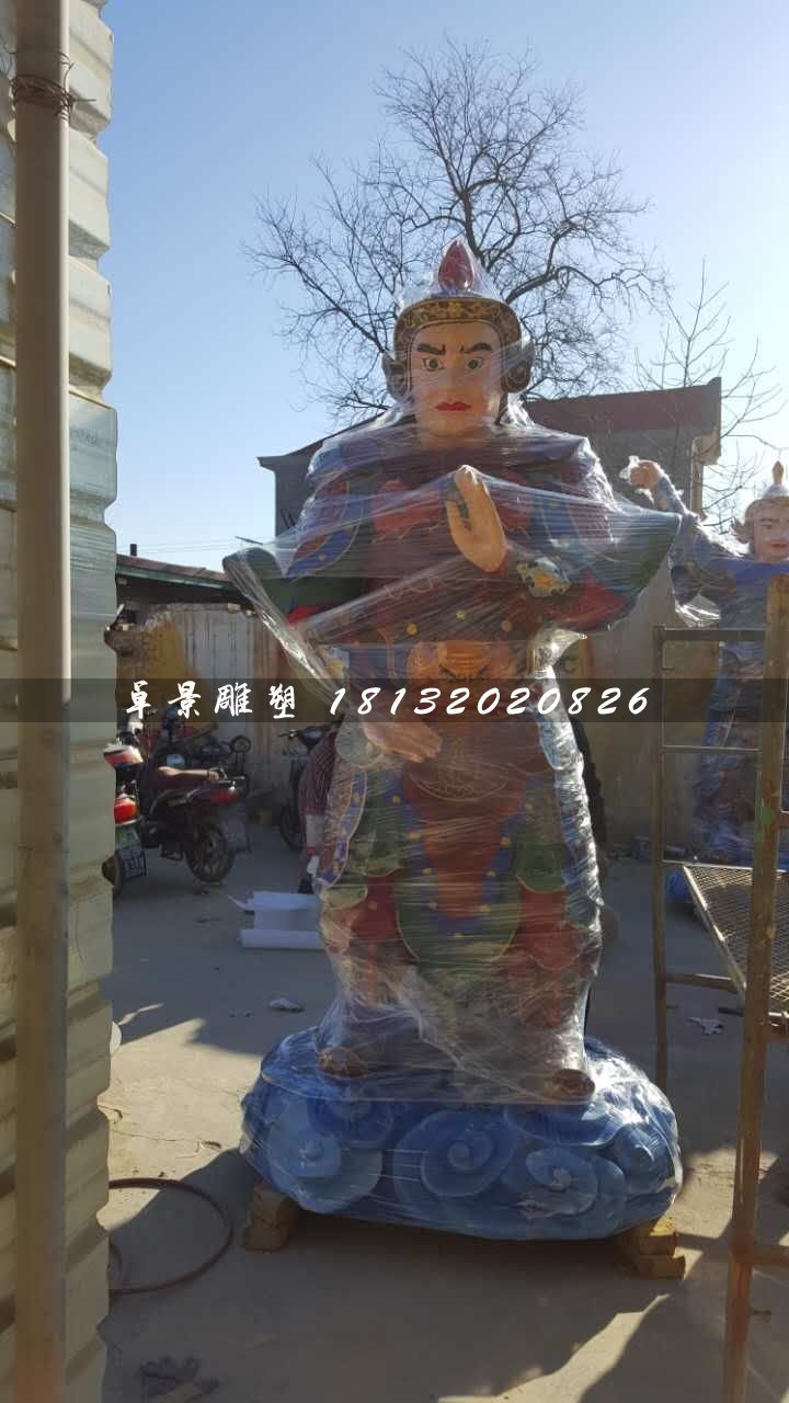 彩繪韋陀雕塑，玻璃鋼神仙雕塑