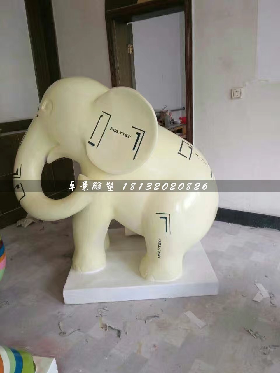 卡通小象雕塑,玻璃鋼彩繪動物雕塑 (7)