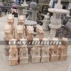 小型麒麟石雕，晚霞紅麒麟雕塑