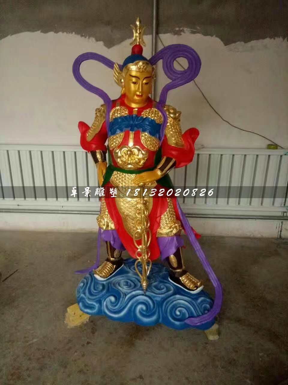 玻璃鋼彩繪韋陀菩薩，寺廟神仙雕塑