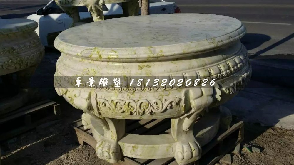大理石圓桌,公園圓桌雕塑 (2)