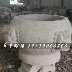 水缸石雕，大理石仿古水缸
