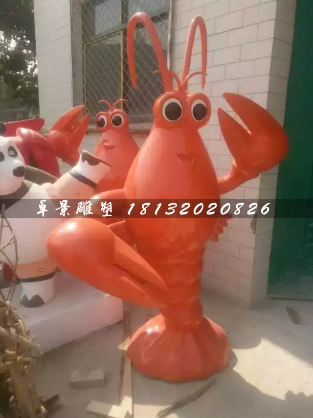 卡通大蝦雕塑，飯店標志雕塑 (1)