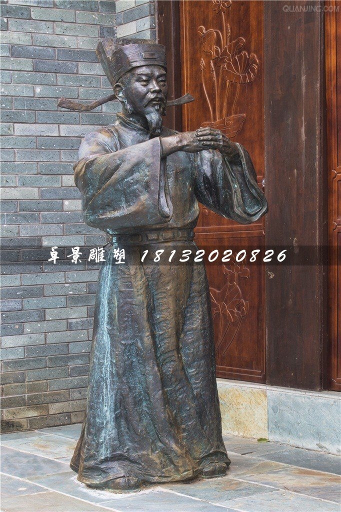 古代官員作揖銅雕，街邊人物銅雕