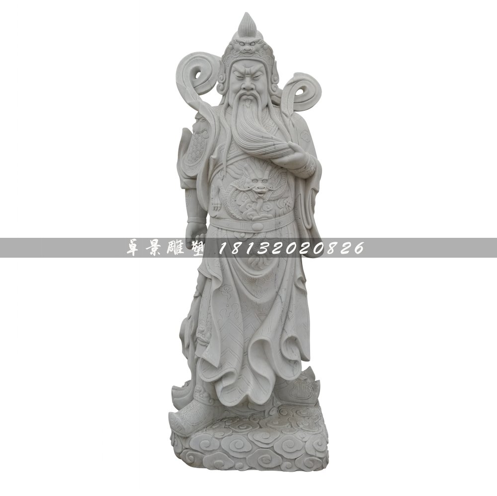 關(guān)公石雕,大理石捋胡子關(guān)公 (2)