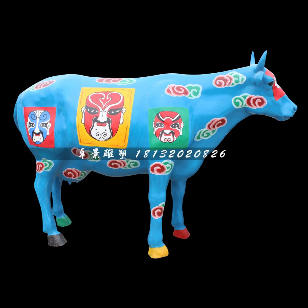 彩繪牛雕塑,玻璃鋼動(dòng)物雕塑 (5)
