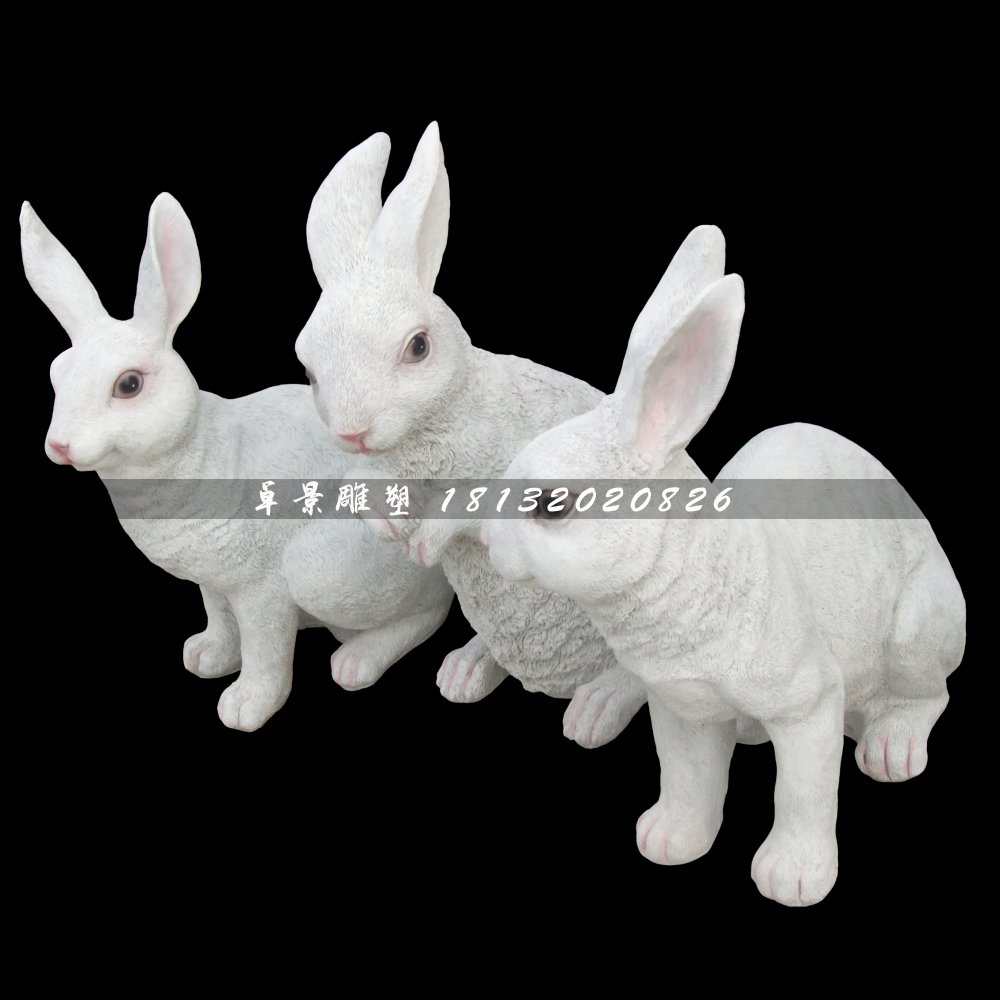 仿真小白兔，玻璃鋼動物雕塑