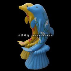 卡通海豚雕塑,玻璃鋼彩繪動物