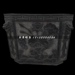 花盆石雕，青石仿古花盆