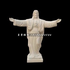 漢白玉西方人物，耶穌石雕