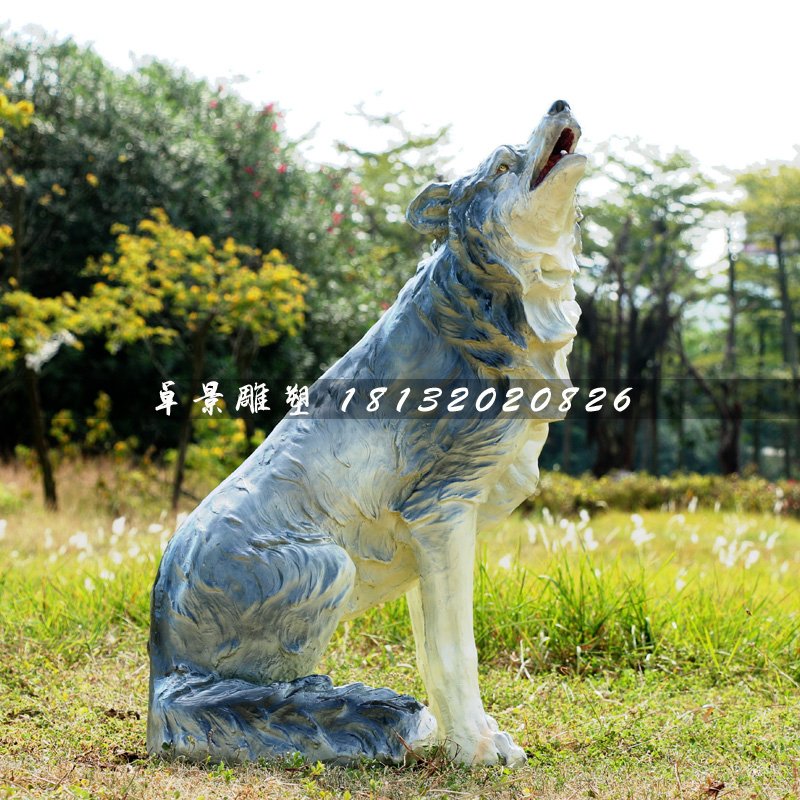 狼雕塑，玻璃鋼仿真動物雕塑 (2)