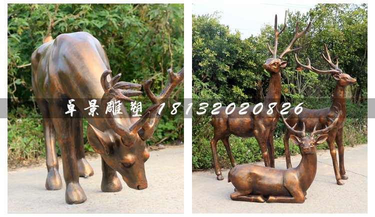 仿銅小鹿雕塑,玻璃鋼動物