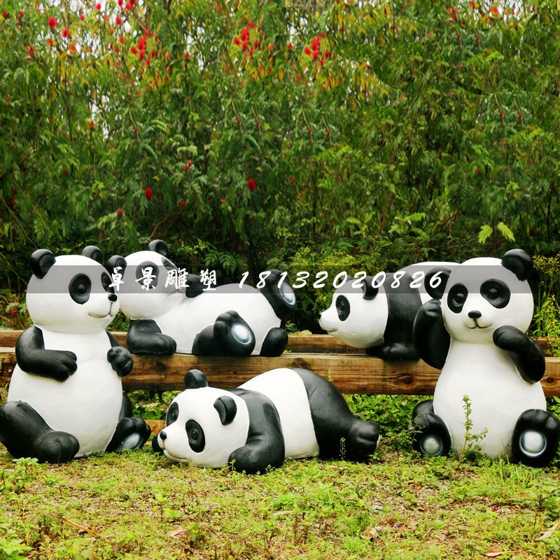 公園大熊貓雕塑,玻璃鋼動物雕塑 (3)