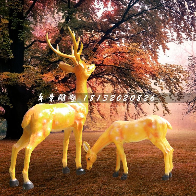 公園梅花鹿雕塑,玻璃鋼動(dòng)物 (2)