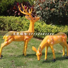 公園動物雕塑，玻璃鋼梅花鹿雕塑