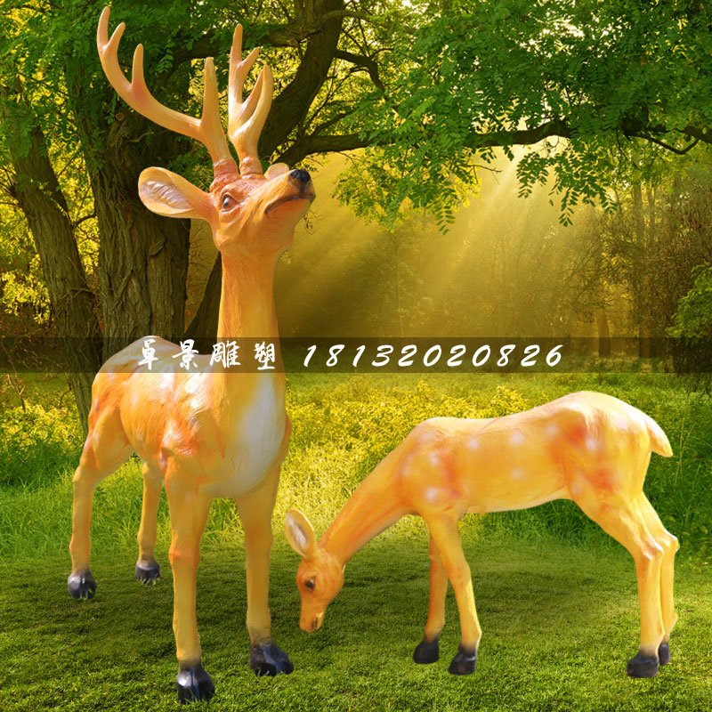 公園梅花鹿雕塑,玻璃鋼動(dòng)物