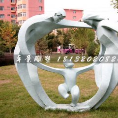 抽象人物石雕，公園天倫之樂石雕