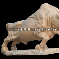 石雕牛,拓荒牛石雕,晚霞紅牛雕塑