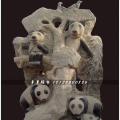 大熊貓石雕,公園動(dòng)物石雕