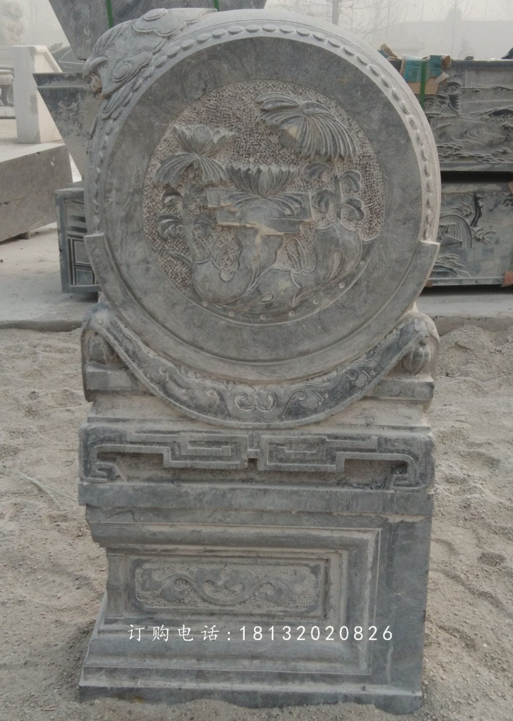仿古青石門墩,石雕抱鼓石 (2)