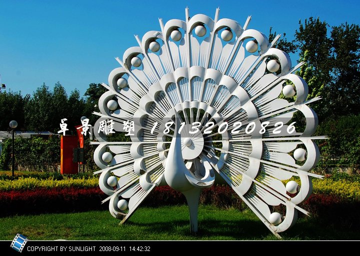 孔雀雕塑,不銹鋼抽象孔雀 (2)