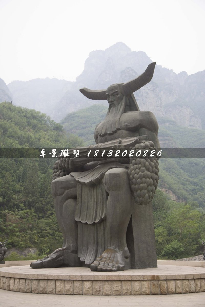 神農雕塑，神話人物銅雕