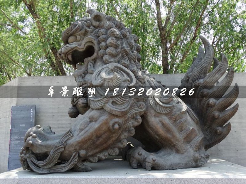 大型銅獅子,戲球獅銅雕 (1)