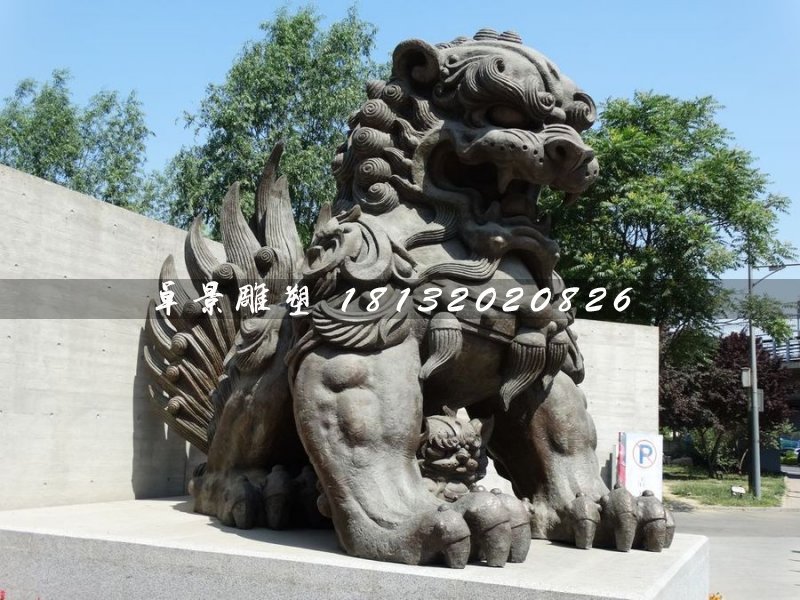 大型銅獅子,戲球獅銅雕 (2)