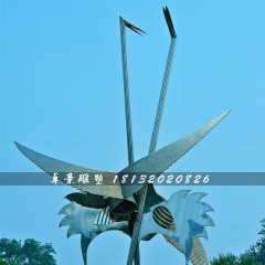 抽象仙鶴雕塑,不銹鋼抽象動物