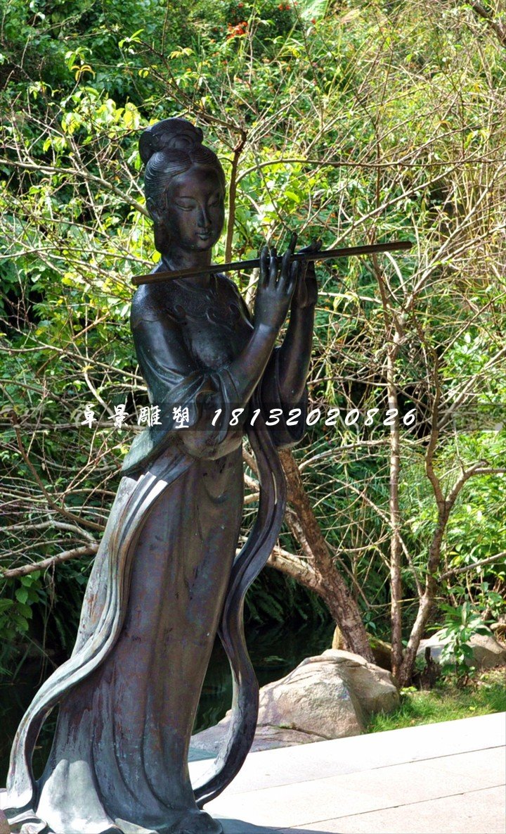 古代樂妓雕塑,公園人物銅雕 (2)
