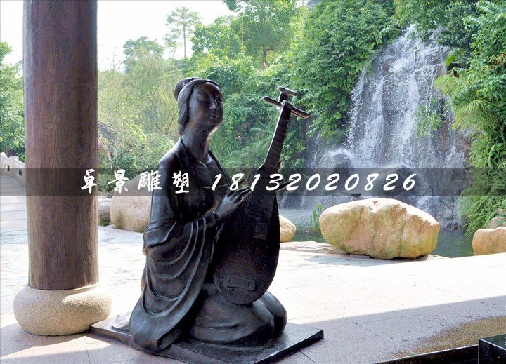 古代樂妓雕塑,公園人物銅雕 (1)