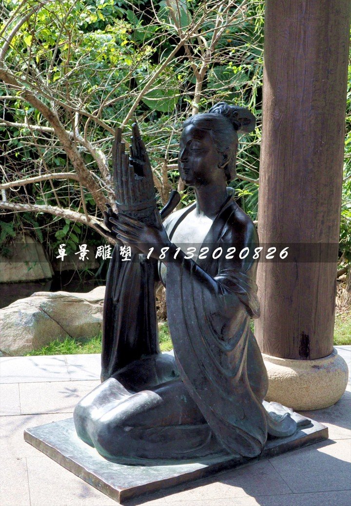 古代樂妓雕塑,公園人物銅雕 (4)