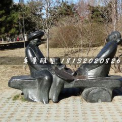 嘮家常銅雕，公園小品銅雕