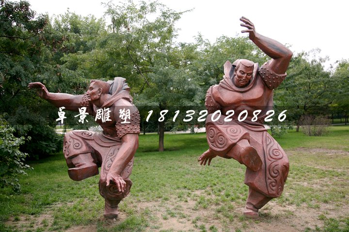 摔跤大漢銅雕，公園鍛銅人物雕塑