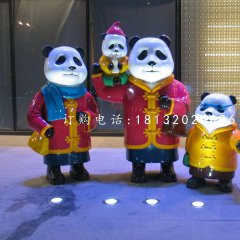 卡通熊貓雕塑,玻璃鋼卡通雕塑