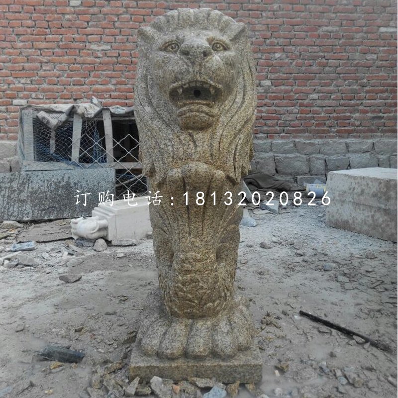 魚尾獅石雕,砂巖動物雕塑 (2)