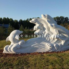 一群海豚石雕,公園動物石雕