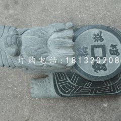 背著銅錢的龍龜石雕，青石龍龜