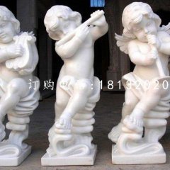 吹拉彈唱小天使石雕,漢白玉小天使