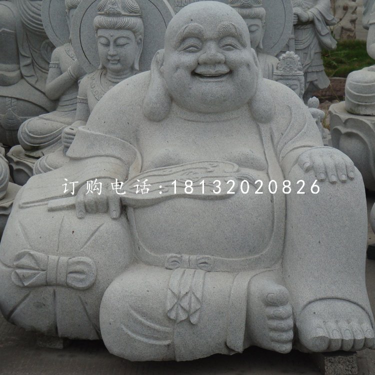 大理石布袋和尚，石雕彌勒佛