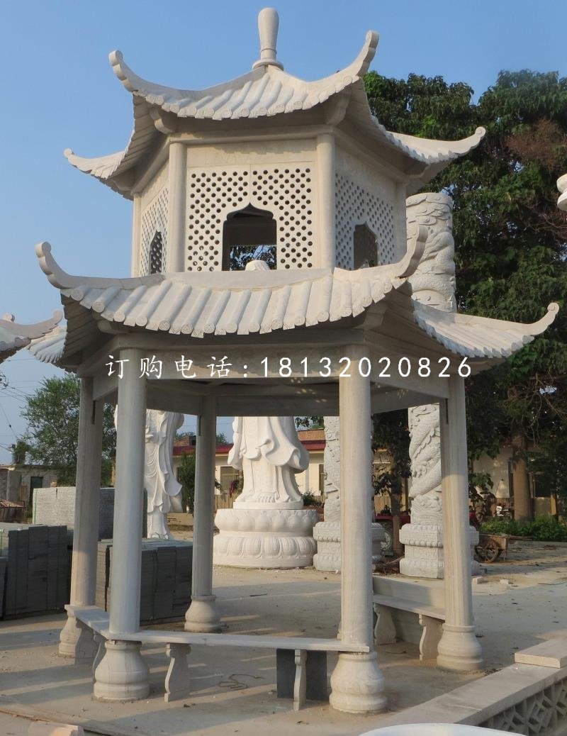 大理石涼亭，雙層涼亭石雕