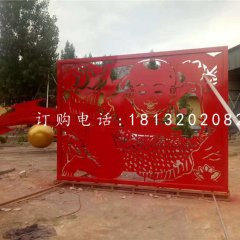 小孩鯉魚剪紙雕塑，不銹鋼景觀雕塑