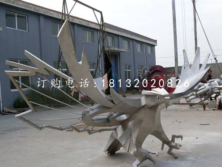 雄鷹展翅雕塑，不銹鋼抽象老鷹