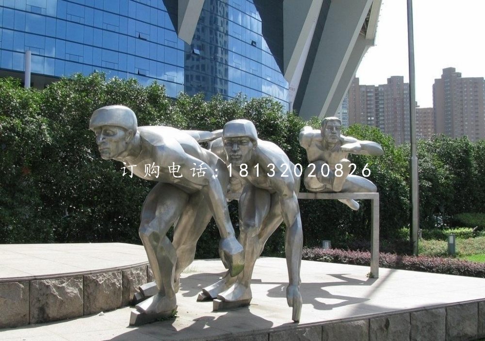 不銹鋼滑冰雕塑,不銹鋼運(yùn)動員雕塑